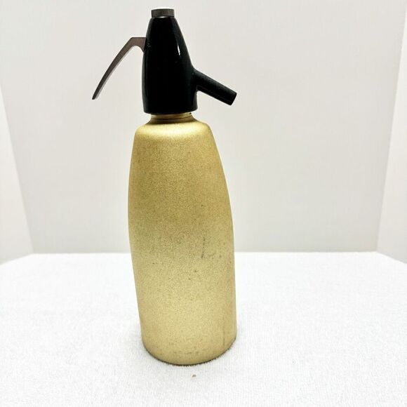 Vintage MCM Gold Seltzer Soda Siphon - Picture 2 of 10